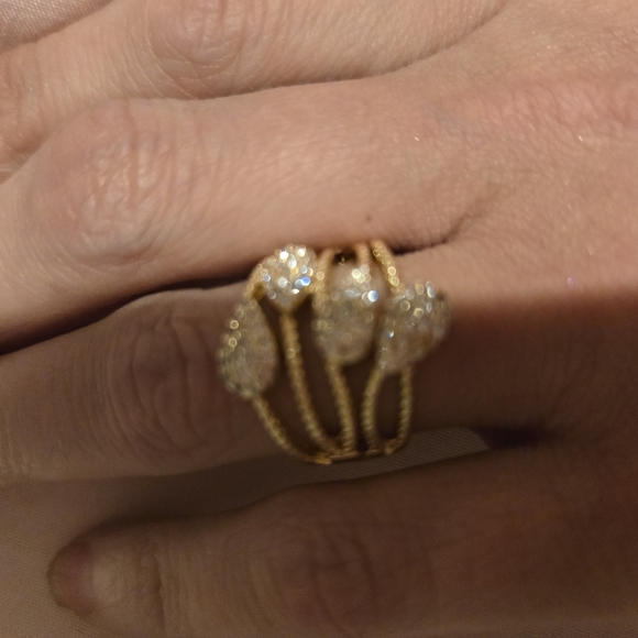 Radiant Gold and Silver Ring with Intricate Design- 21kgp DUABI JEWELRY - Picture 3 of 7